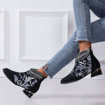 Vintage Embroidered Ankle Boots
