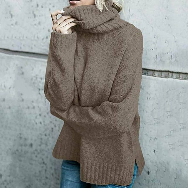 Turtleneck Solid Knitted Sweater