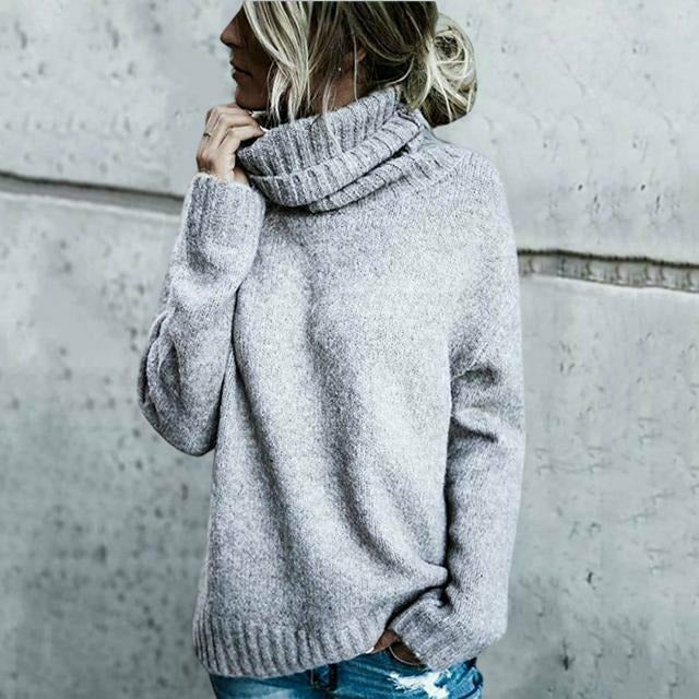 Turtleneck Solid Knitted Sweater