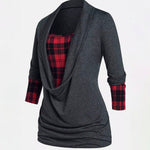 Casual Plaid Patchwork Blouse