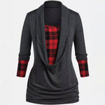 Casual Plaid Patchwork Blouse