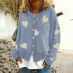 Heart Print Knitted Cardigan