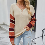 Striped Patchwork Knit Sweater