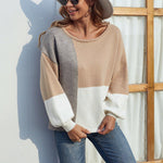 Contrast Color Lantern Sleeve Sweater