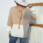 Contrast Color Lantern Sleeve Sweater