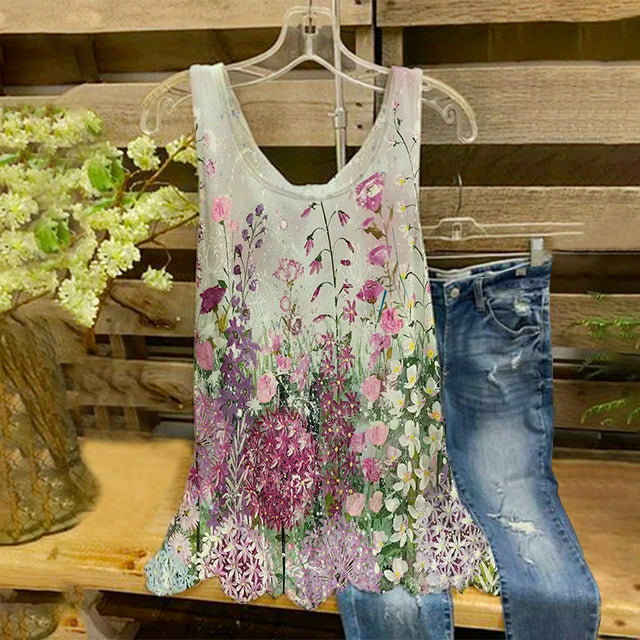 Floral Print Casual Tank Top