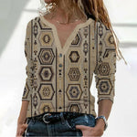 Vintage Ethnic Style Printed Blouse