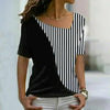 Striped Print Contrast Color T-Shirt