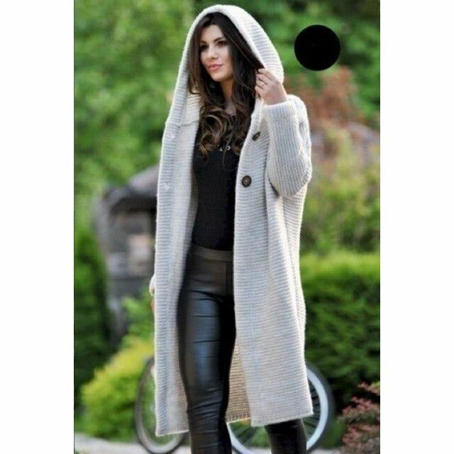 Fashionvince Coats Beige / XXL Knitted Long Coat