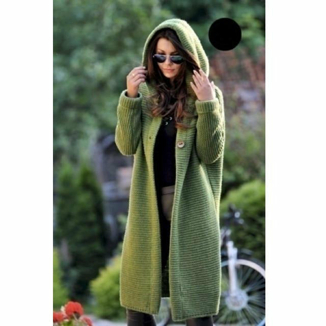 Fashionvince Coats Green / L Knitted Long Coat