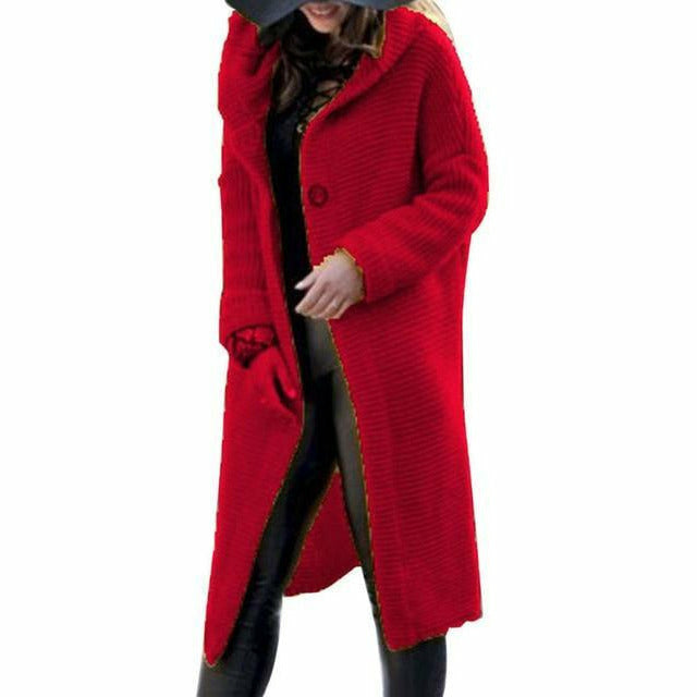 Fashionvince Coats Red / L Knitted Long Coat