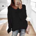 Fashionvince Sweaters Black / S Loose Knit Top Sweater