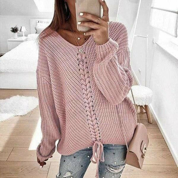 Fashionvince Sweaters Pink / S Loose Knit Top Sweater