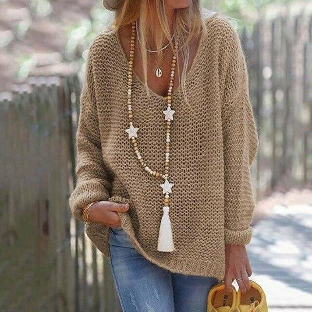 Loose Sexy Knitted V-Neck Sweater