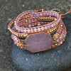 Pink Quartz Leather Wrap Bracelet