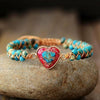 Handmade Natural Stone Heart Charm Bracelet
