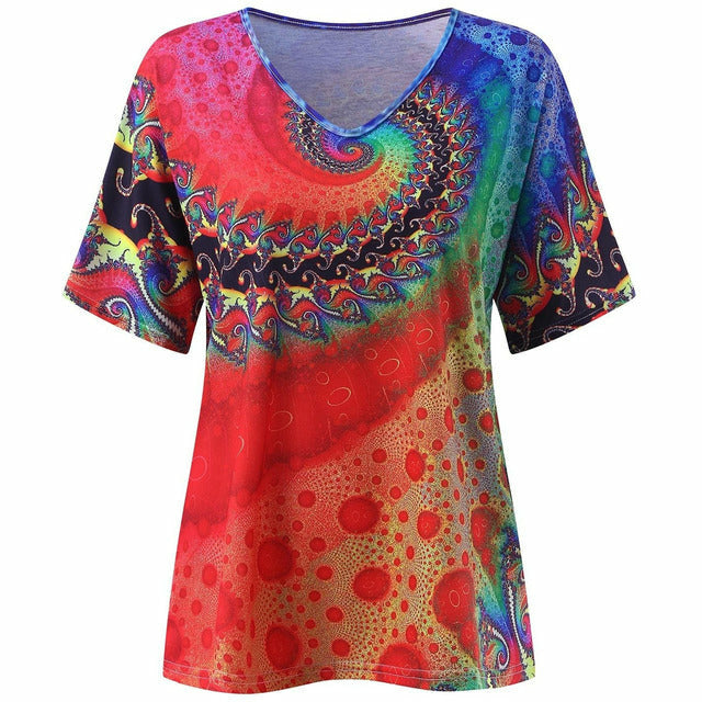 Colorful Print Casual T-Shirt