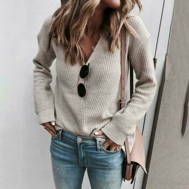 Casual Solid knitted Sweater