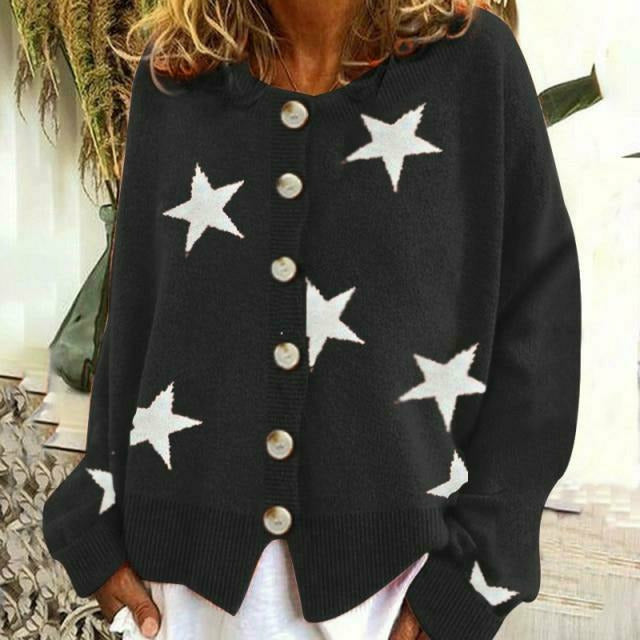 Star Print Knitted Cardigan