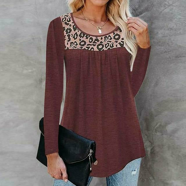 Leopard Print Patchwork T-Shirt