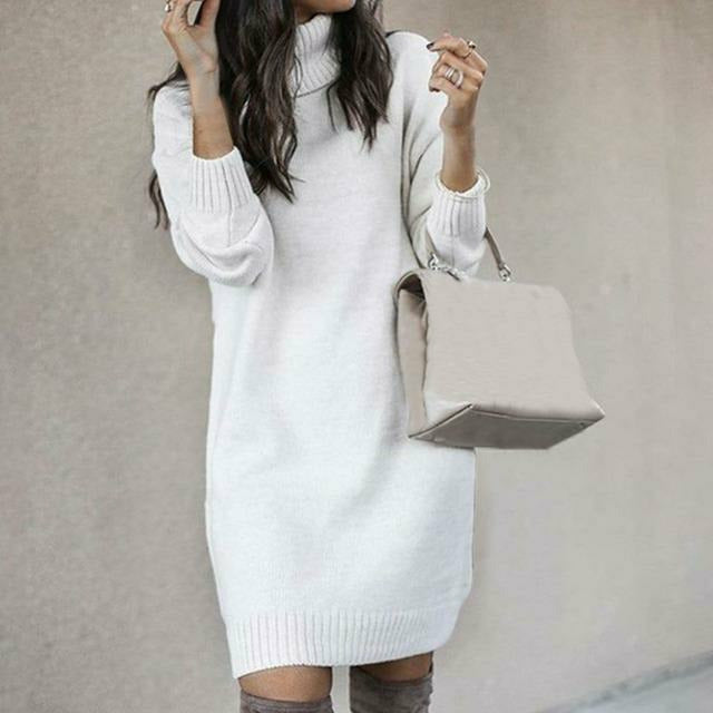 Elegant Solid Knitted Dress