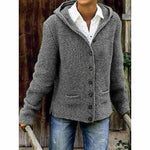 Roawell Deep Gray / S Hooded Long Sleeve Knitted Coat