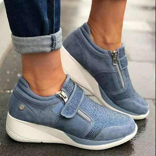 Roawell Shoes Casual Wedges Zipper Sneakers