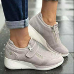 Roawell Shoes Gray / 36 Casual Wedges Zipper Sneakers