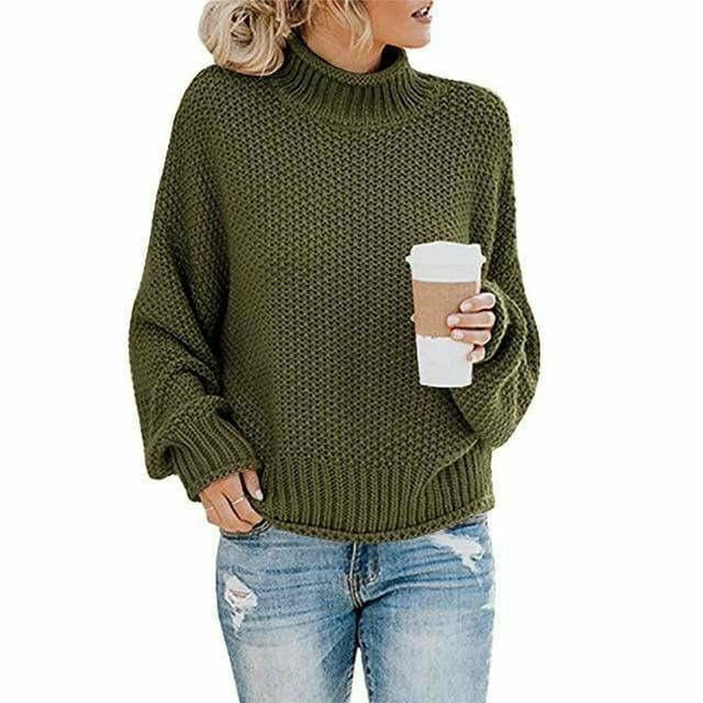 Roawell Sweaters Army Green / S Casual Loose Knitted Pullover