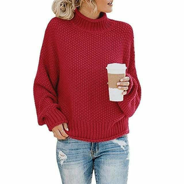 Roawell Sweaters Burgundy / S Casual Loose Knitted Pullover