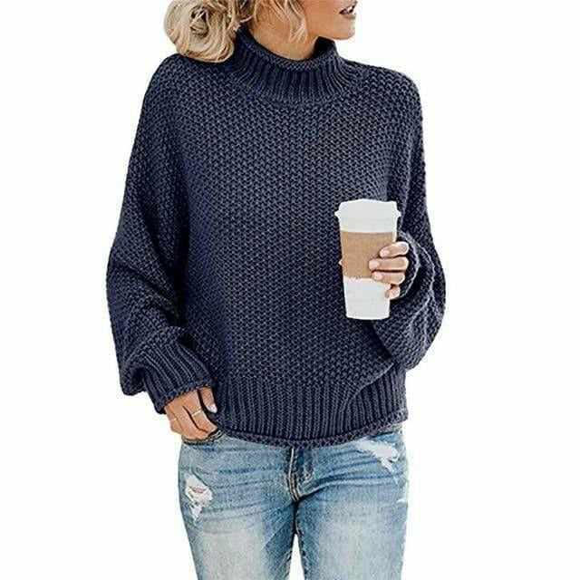 Roawell Sweaters Navy Blue / S Casual Loose Knitted Pullover